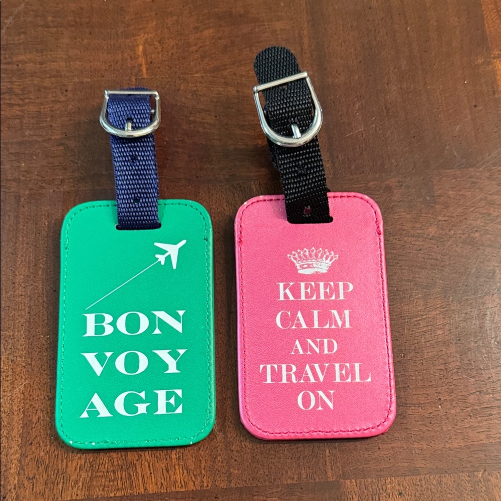 2 Travel Luggage Tote Bag Tags Indentification Keep Calm and Travel On